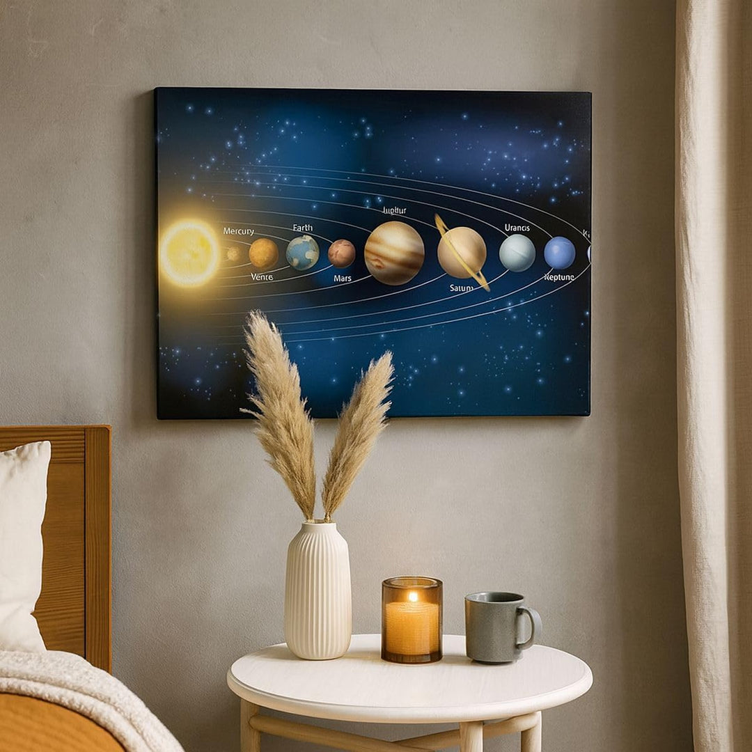 Bilder auf Leinwand Kosmos Planet Leinwandbild mit Rahmen 70x50cm Wandbilder Dekoration Wohnzimmer S