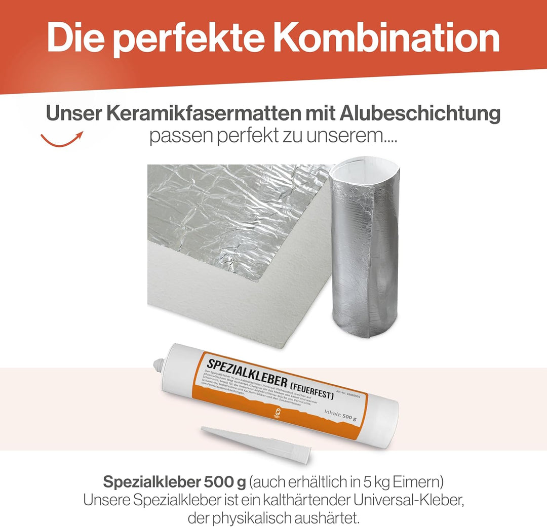Feuerfest 123 - Keramikfasermatte Aluminium 1200x600x5 mm, Aluminiumsilikat, hitzebeständig bis 1.26