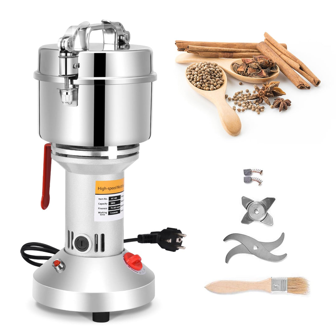 Getreidemühle Elektrisch, 500g Elektrische Getreidemühle Edelstahl Mühle mit 28000rpm Starker Motor