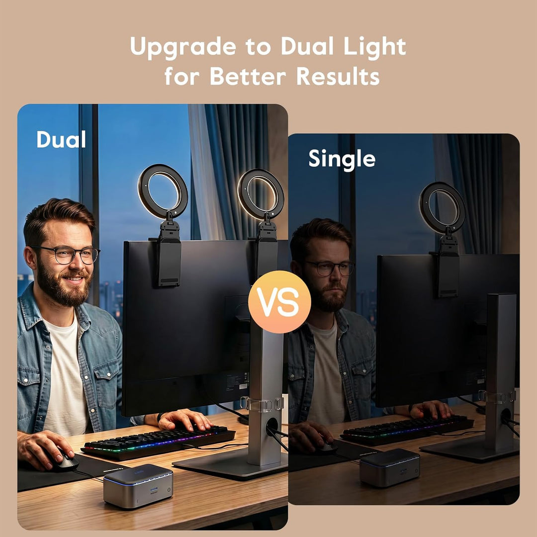 Neueste Ringlicht Laptop PC Videokonferenz Licht 2 Packs,Evershop Ringleuchte 5” Lichtring Monitor T