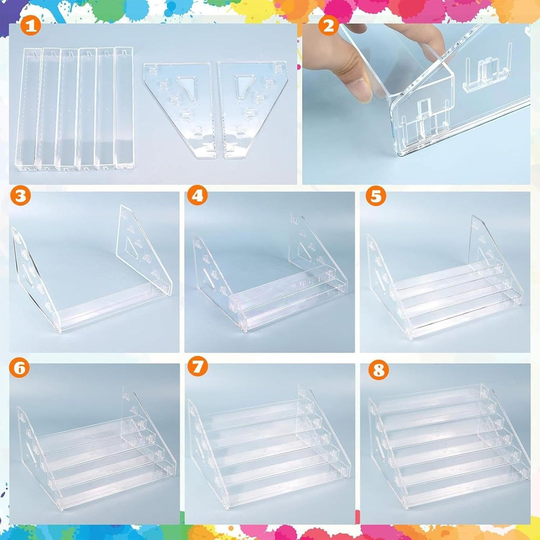 Paint Storage Rack, Transparent Paint Bottle Holder, Space-Saving Design With Brush Rack, Clear Craf