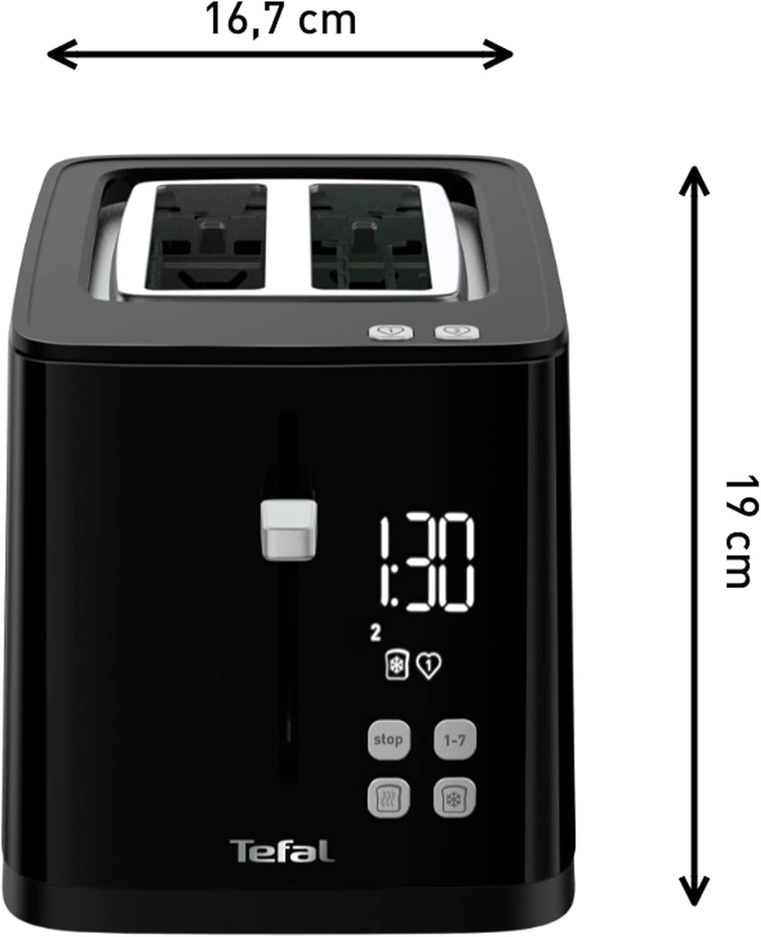 Tefal TL6408 Toaster | Für Zwei Lange Scheiben Favoriten-Einstellungen Countdown | Mit Digitaldispla