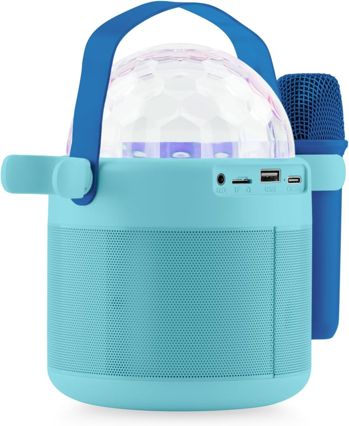 GOGEN Disco Kinder‑Bluetooth‑Party‑Lautsprecher I 6,5W I Karaoke mit 2 Mikrofonen I Licht‑Effekte I