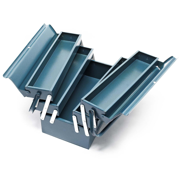 Wiltec Werkzeugkiste 530x200x200mm aus Stahl mit 5 Fächern, beständiger Werkzeugkasten mit Handgriff