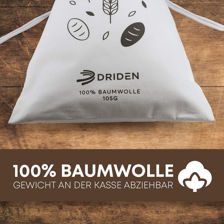 Brotbeutel XL [3er Set] 100% Natur Baumwolle - Brotsack für frische Brötchen & Grosseinkäufe - Hohe