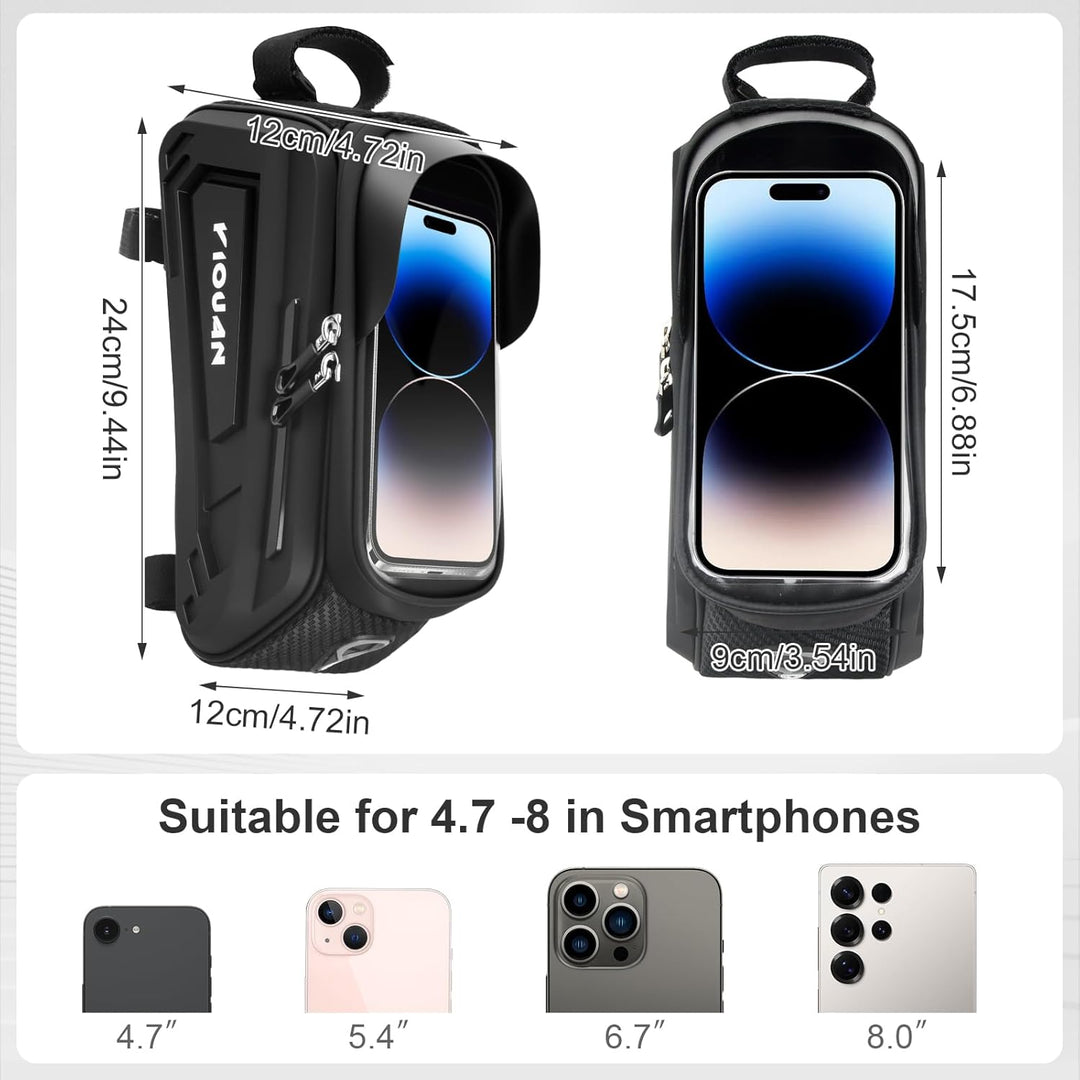 Fahrradtasche Rahmen, Wasserdicht Handytasche Fahrrad, Handy Oberrohrtasche mit TPU Sensitivem Touch