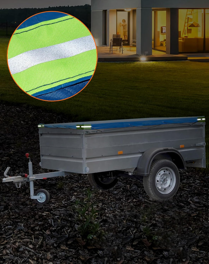 QWORK® Anhänger Flachplane mit Planenseil - 160 x 115 x 7,5 cm - Verstärktes 420D PVC Material, 160