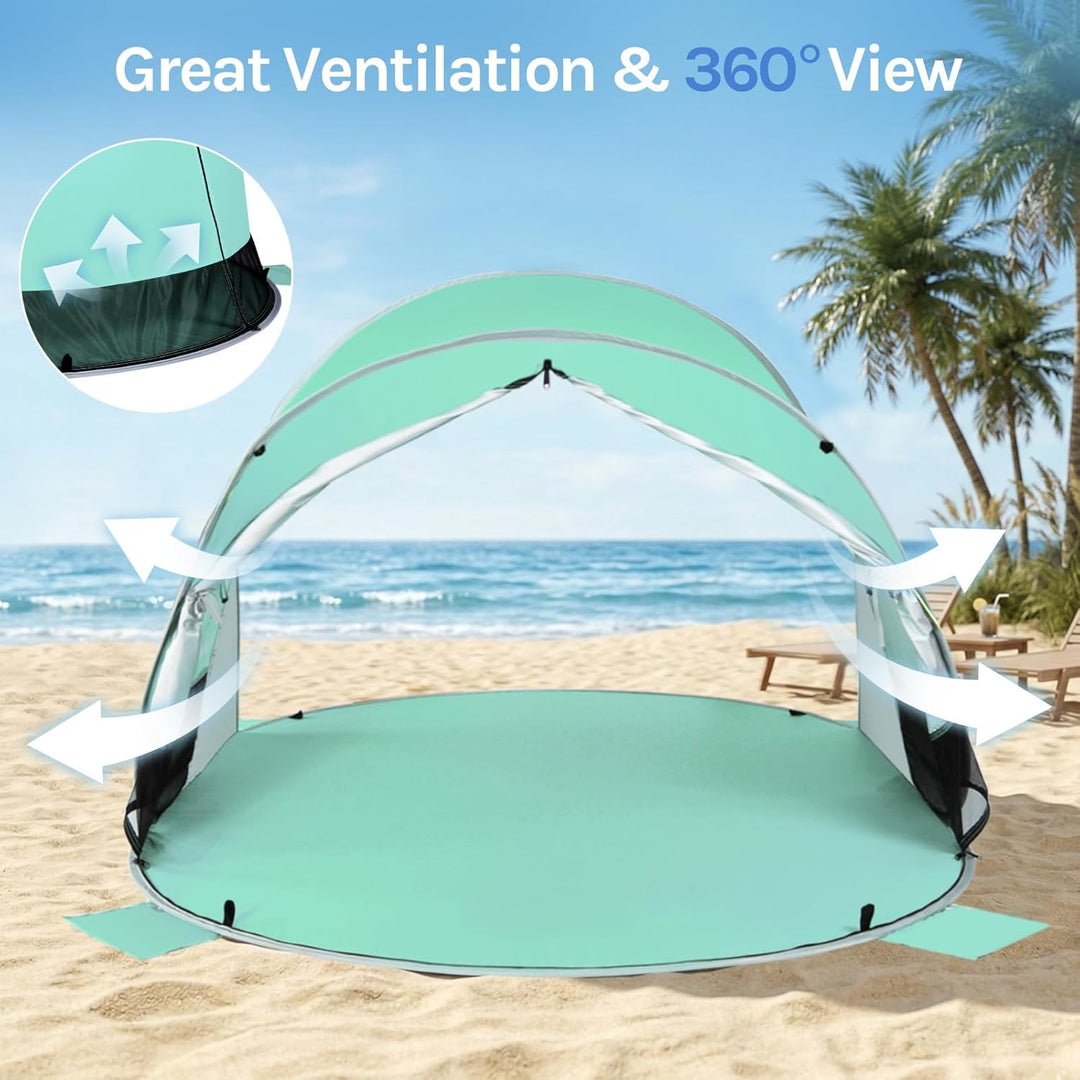 Wolfwise Pop Up Strandmuschel für 2 Personen, Sofort Aufbau, UV-Schutz 50+, Wasserabweisend, Belüfte