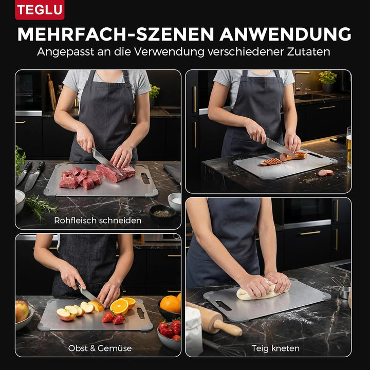 Edelstahl Schneidebrett 1,5 mm Extra Dick - 304 Lebensmittelecht Titan Schneidebrett - Chopping Boar