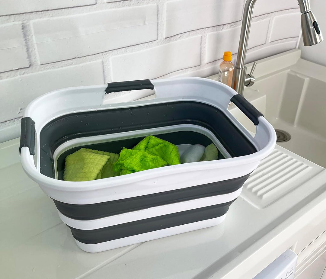 SAMMART 2er-Set zusammenklappbarer Wäschekorb/Organizer aus Kunststoff – Waschwanne – faltbarer Pop-