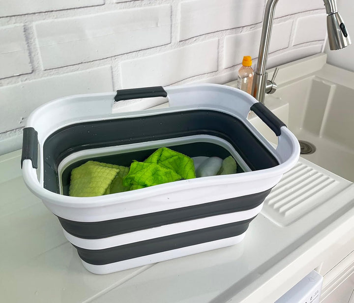 SAMMART 2er-Set zusammenklappbarer Wäschekorb/Organizer aus Kunststoff – Waschwanne – faltbarer Pop-