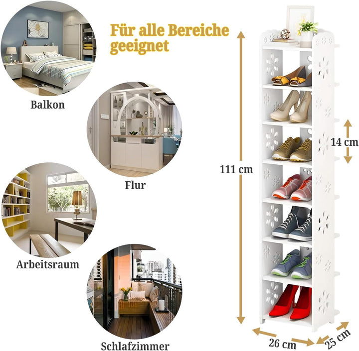 Dripex Schuhregal Standregal 8 Ablagen Schuhablage Schuhständer Schuhschrank multifunktional Standre