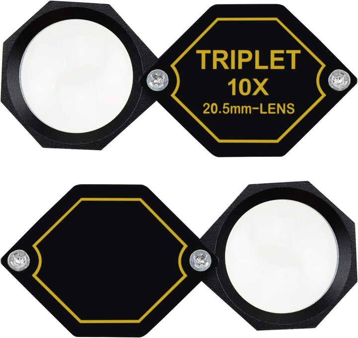 10-fache Vergrösserung Schmucklupe, 20,5-mm-Tripletlinse Achromatisches optisches Glas Metall