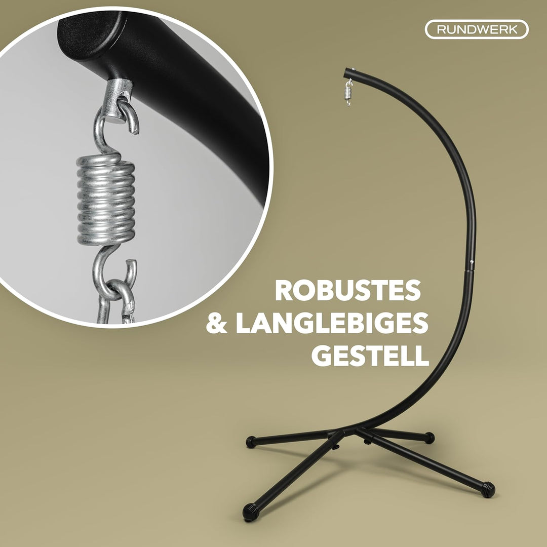 Rundwerk® Hängesessel mit Gestell - All Inclusive mit 2 Kissen - für Indoor & Outdoor ideal für Balk