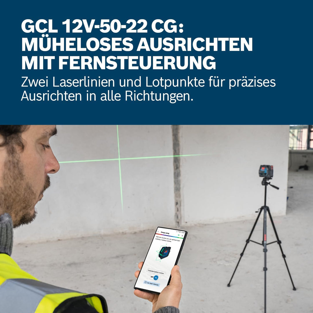 Bosch Professional Kombilaser GCL 12V-50-22 CG (Arbeitsbereich von bis zu 50 m mit Empfänger, Dual P