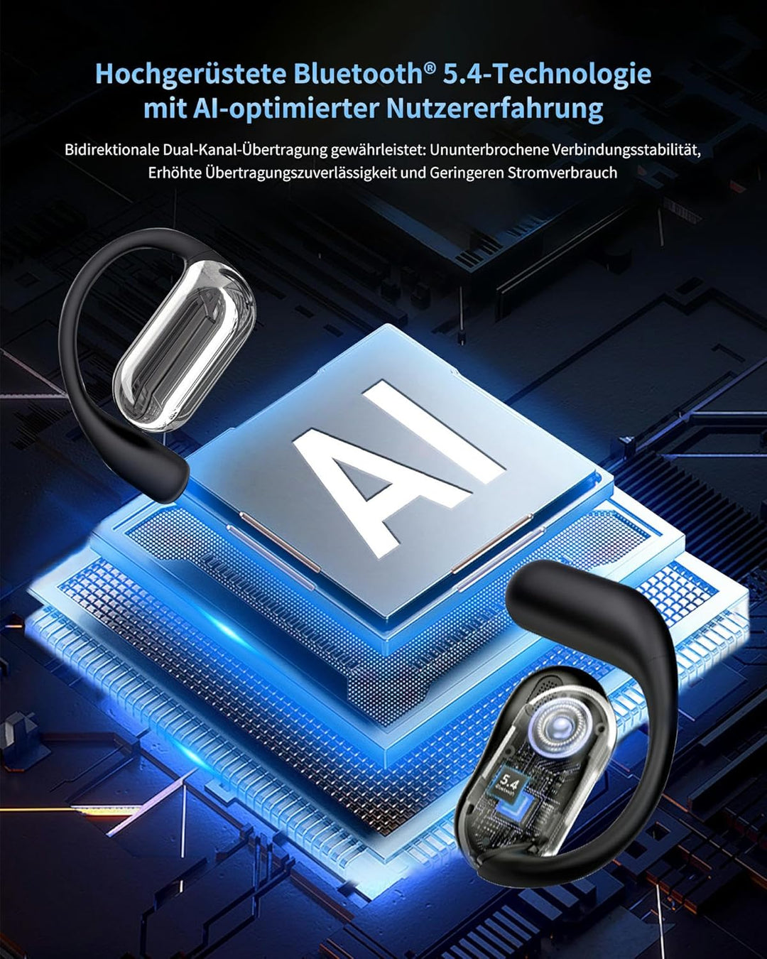 AI Kopfhörer Übersetzer 144 Sprachen, 4-in-1 Headset Kabellos mit App, Bluetooth 5.4 Echtzeit Überse