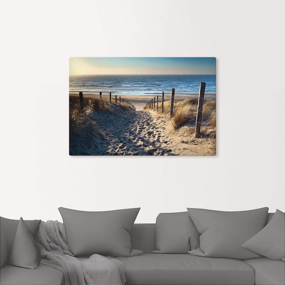 Artland Leinwandbild Wandbild Bild auf Leinwand 60x40 cm Wanddeko Strand Meer Maritim Nordsee Sonne