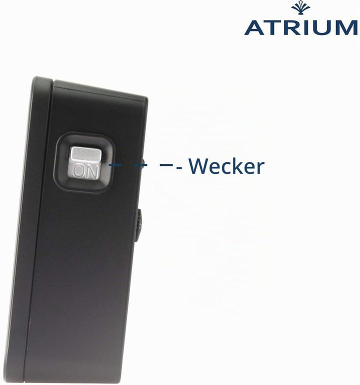 Atrium Funkwecker Analog Quarz ohne Ticken mit Licht und Snooze Leuchtzeiger schwarz A660-7