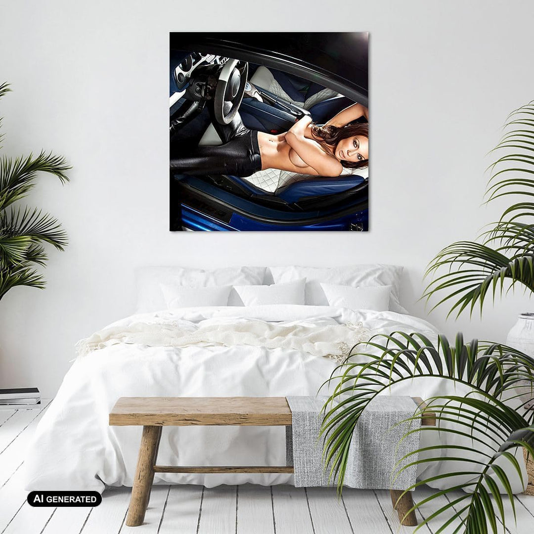 Bilder auf Leinwand 70x70cm Leinwandbild Schönheit Körper Auto Modell Gross Wanddeko Bild Schlafzimm
