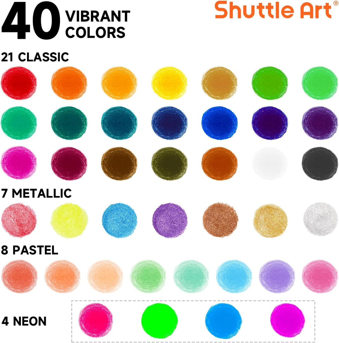 Shuttle Art Tempera Malstifte, 40 bunte feste Tempera Gouache farbstifte für Kinder, schnell trockne