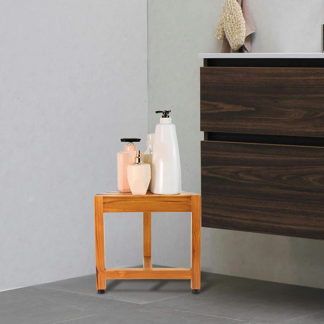 Duschhocker aus Teakholz, moderne Holz-Duschhocker fürs Badezimmer, ideal zum Rasieren der Beine Sma
