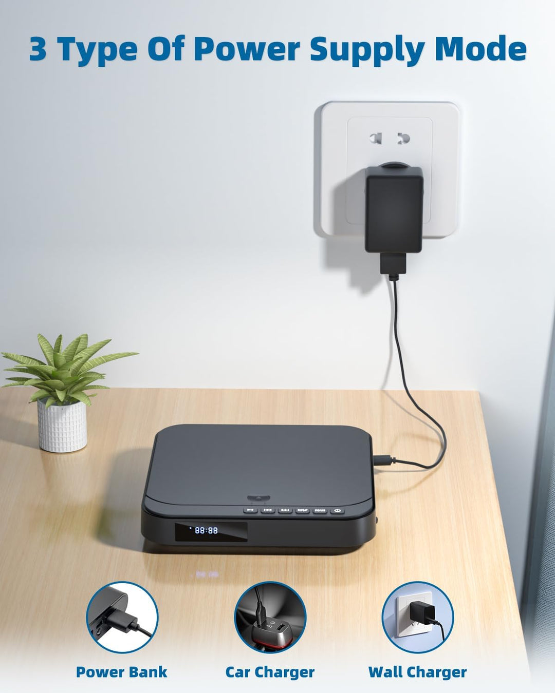 DVD Player Für Fernseher, Mini DVD Player HDMI 1080P, Allen Regionen, Anti-Shock, unterstützt USB/TF