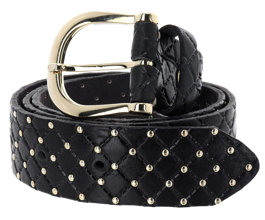 B.Belt Lina Gold Nietengürtel Leder