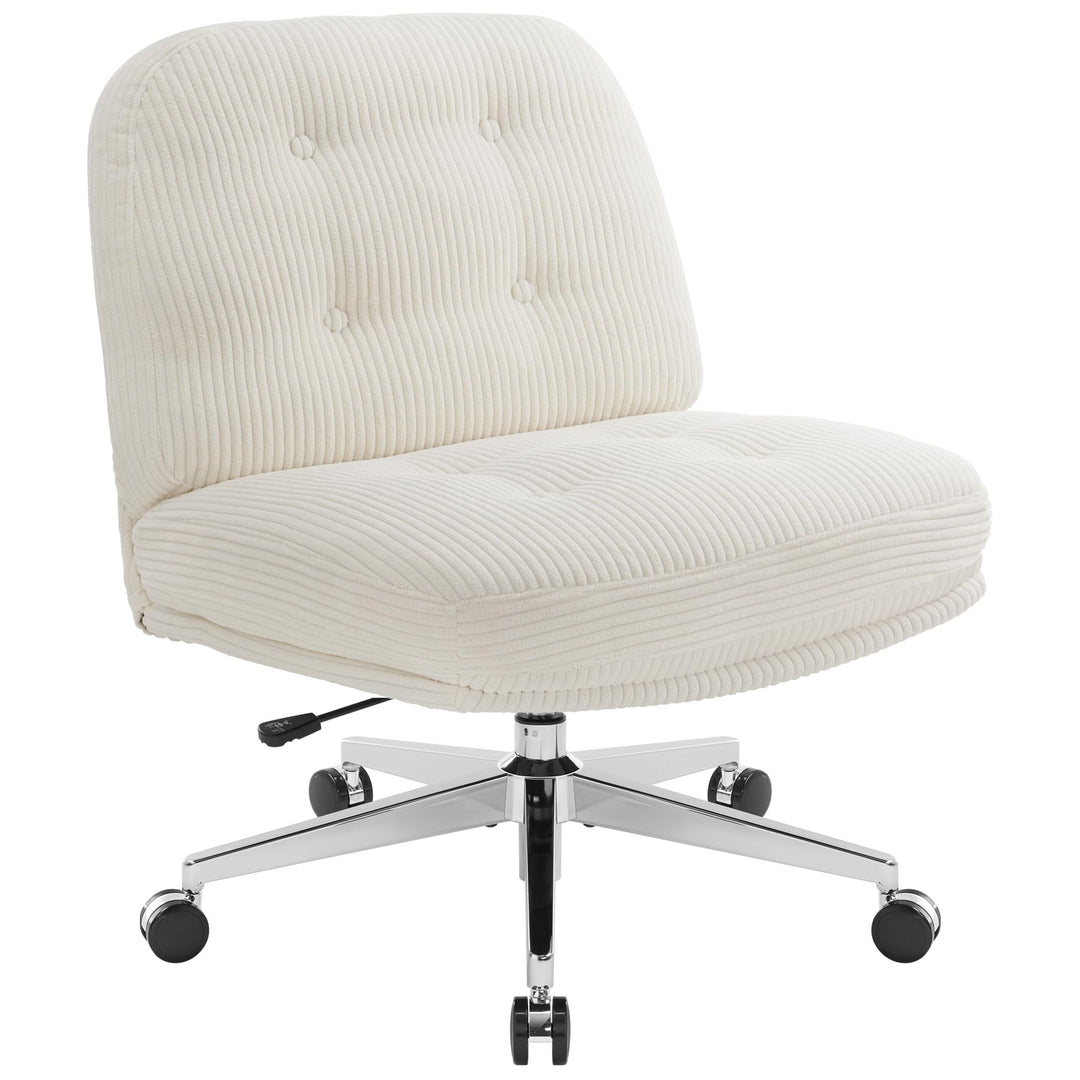 IWMH Bürostuhl ohne Armlehne, Sessel Wohnzimmer mit gekreuzten Beinen, Ergonomischer Drehstuhl mit E