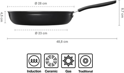 Fiskars Bratpfanne, Ø 28 cm, Für alle Kochfelder geeignet, Aluminium, Functional Form, Schwarz, 1026