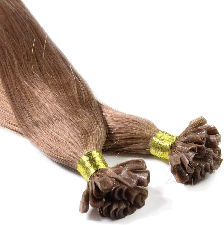 hair2heart Extensions Echthaar Bondings glatt - 50 Strähnen 1g 60cm 8/1 hellblond asch