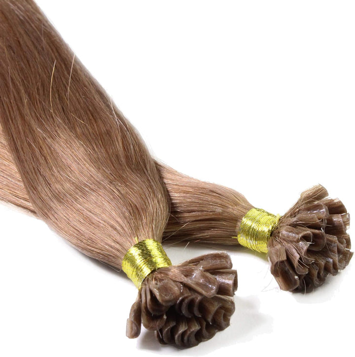 hair2heart Extensions Echthaar Bondings glatt - 100 Strähnen 1g 60cm 8/1 hellblond asch 