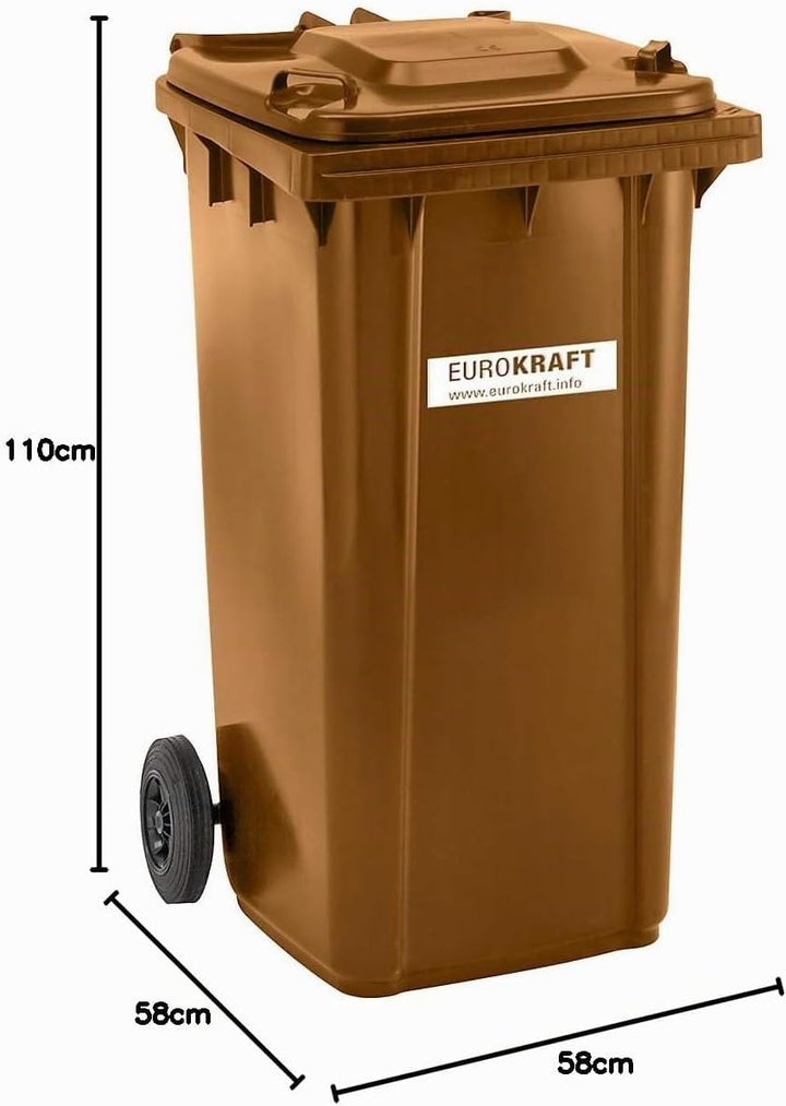 eurokraft | pro | Mülltonne aus Kunststoff DIN EN 840 | Volumen 240 l | BxHxT 580 x 1100 x 740 mm |