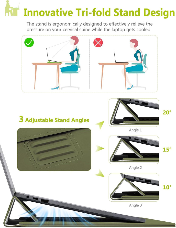 HYZUO 13 Zoll Laptop Hülle Tasche mit Einstellbarer Ständer für MacBook Air 13 M5 A3449 M4 M3 M2 M1
