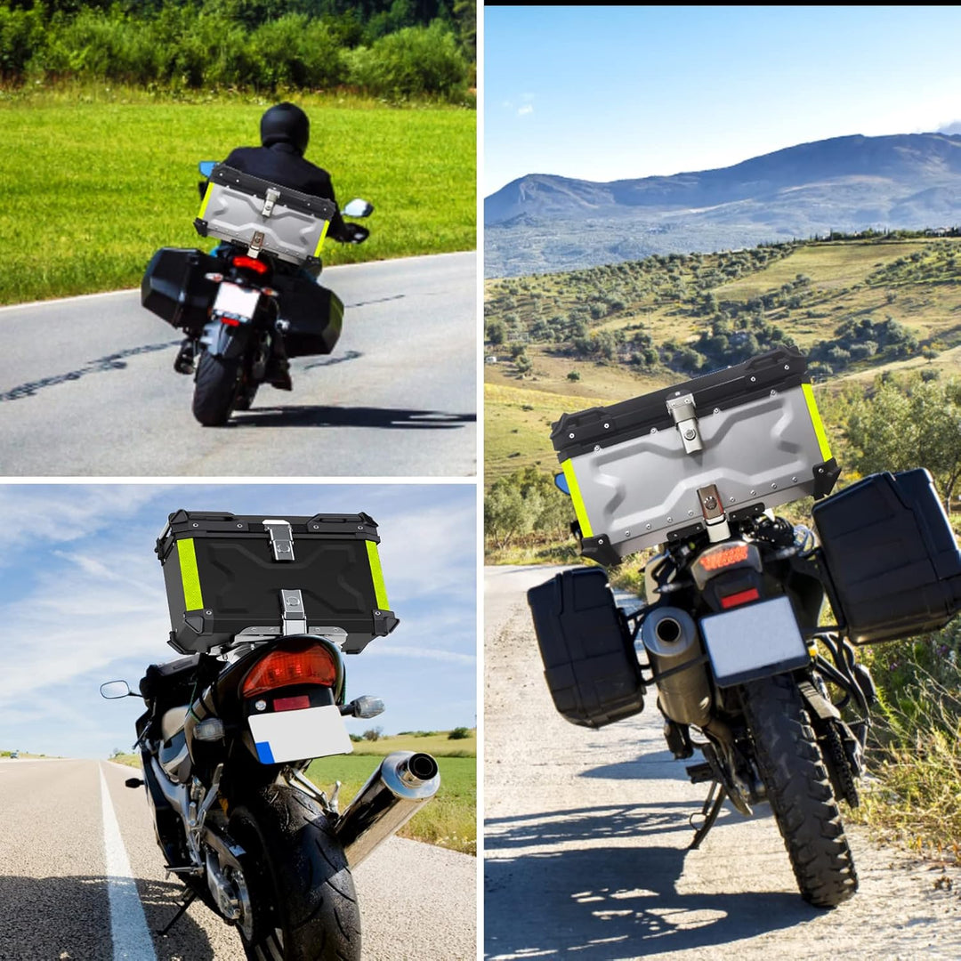 VOKKA Topcase Motorrad, 65L Aluminiumlegierung Topcase für Roller, Wasserdicht, Staubdicht und Diebs