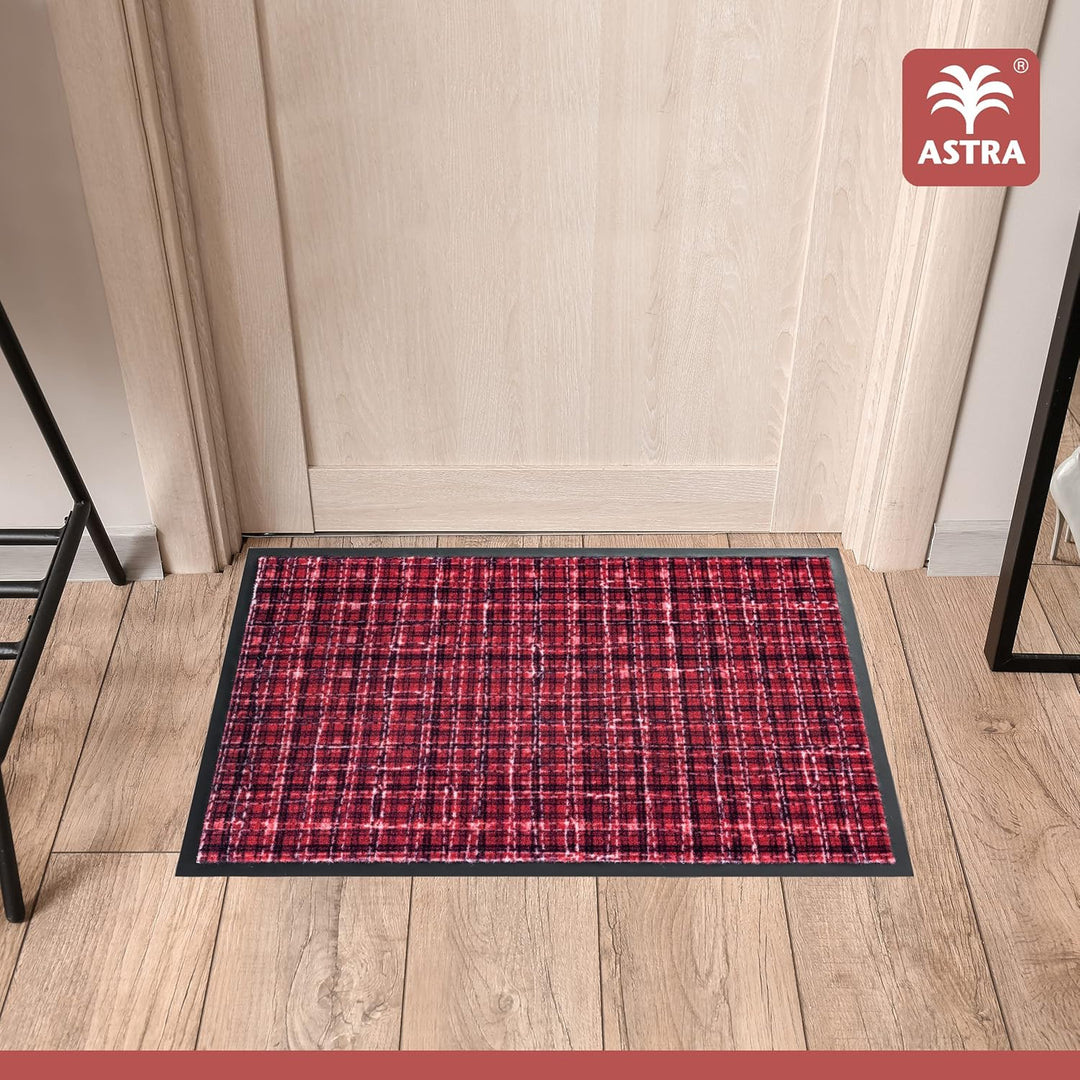 Rutschfeste Fussmatte Innen waschbar - Gitter rot 40 x 60 cm (Rechteckig), Gitter Rot 40 x 60 cm (Re