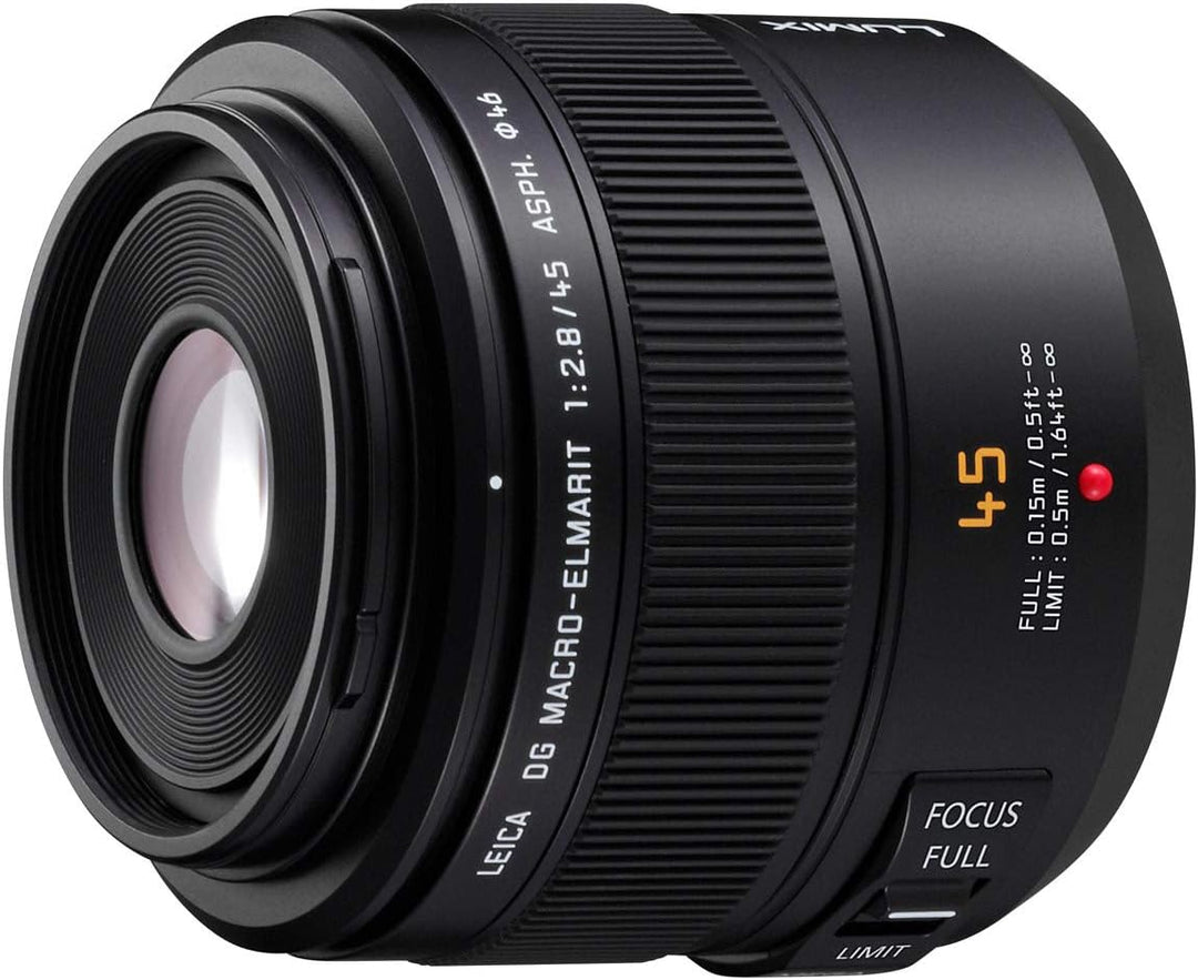 Panasonic H-ES045E LEICA DG ELMARIT Makro 45 mm F2.8 ASPH. Objektiv (Hochleistungs-Makro Objektiv, 9