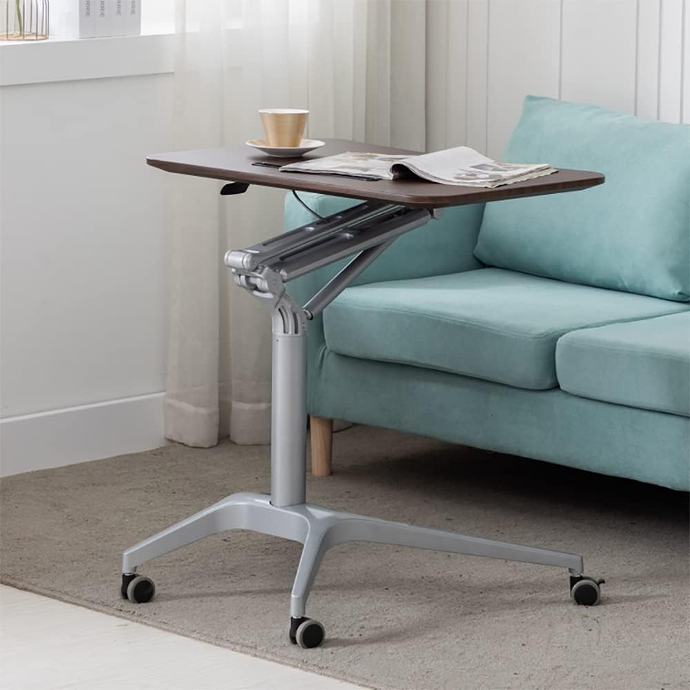44" Laptoptisch mit Rollen Stehpult Höhenverstellbar Laptop Ständer Mobile Workstation Kompakter Sta