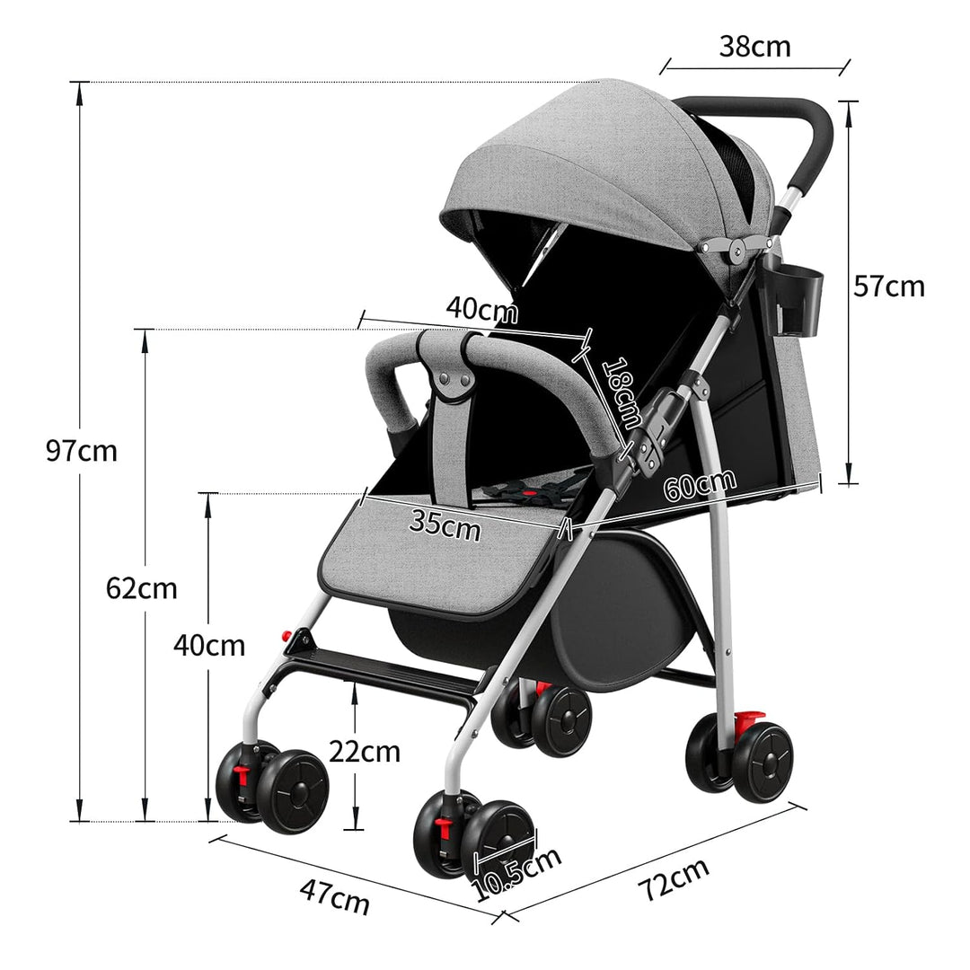 Kompakter Kinderwagen, 0 bis 4 Jahre (30 kg max), leicht (4,10 kg), Buggy für Babys, Komfort, faltba