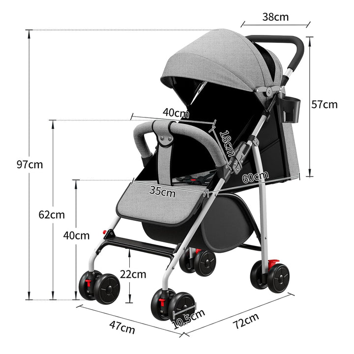 Kompakter Kinderwagen, 0 bis 4 Jahre (30 kg max), leicht (4,10 kg), Buggy für Babys, Komfort, faltba