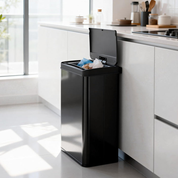 Ribelli Edelstahl Mülleimer 50 Liter - Abfalleimer mit Sensor - Automatisches Öffnen und Schliessen