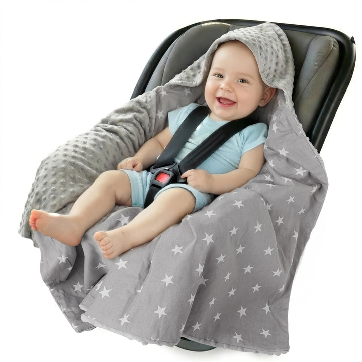 Medi Partners Einschlagdecke 100% Baumwolle 85x85cm Kuscheldecke für Kinderwagen Babyschale universa