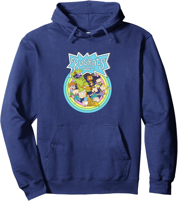 Rugrats Group Rainbow Circles Classic Title Pullover Hoodie