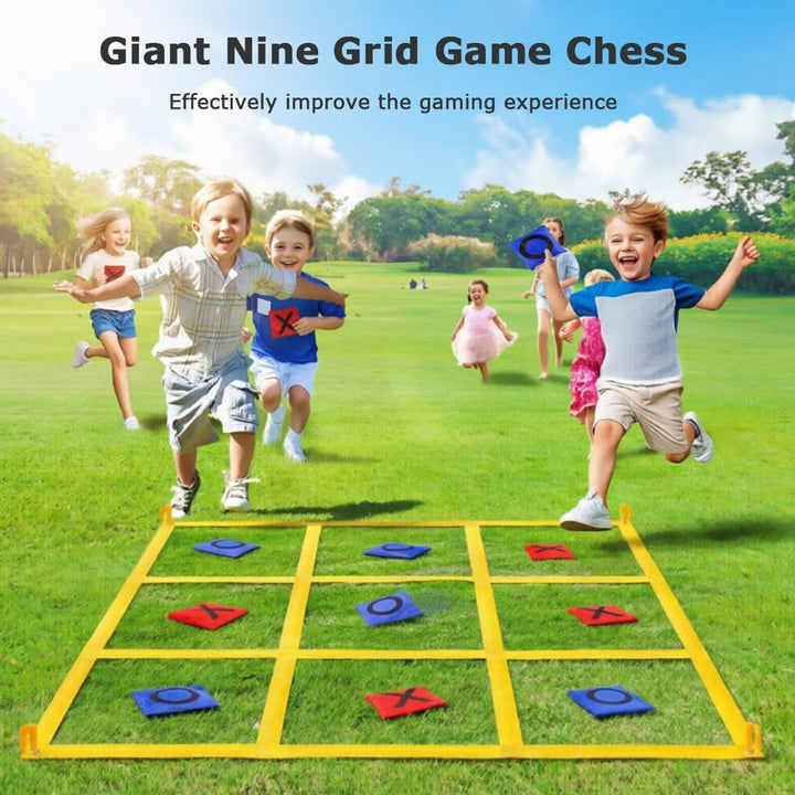 Riesiges Tic Tac Toe, 1.2m Tic Tac Toe Sackwerfen Spiel mit 10 Cornhole Säckchen, Outdoor Spielset H