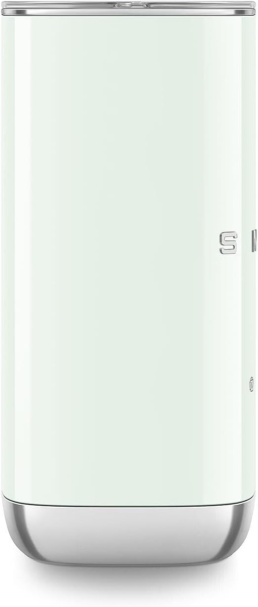 Smeg, MFF02PGEU Elektrischer Milchaufschäumer, 3 Getränkefunktionen, abnehmbarer Schneebesen, Antiha