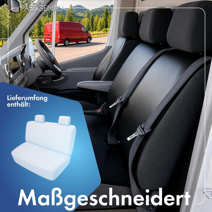 Walser Transporter Sitzbezüge Auto kompatibel mit VW T6, Doppelbank vorne, Auto Sitzbezüge aus Kunst