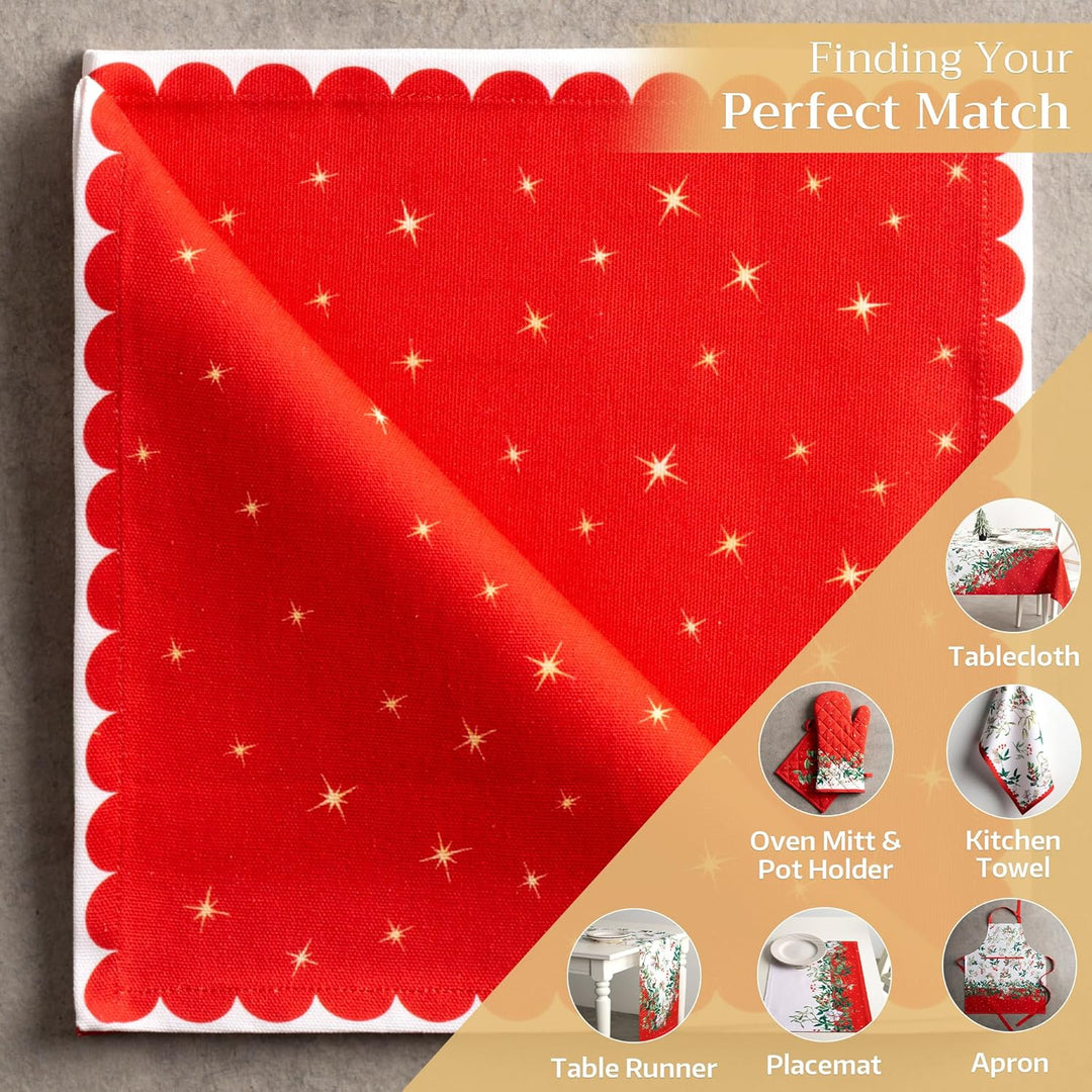 Maison d' Hermine Stoffservietten 4er Set aus 100% Baumwolle Wiederverwendbare Stoffservietten Weihn