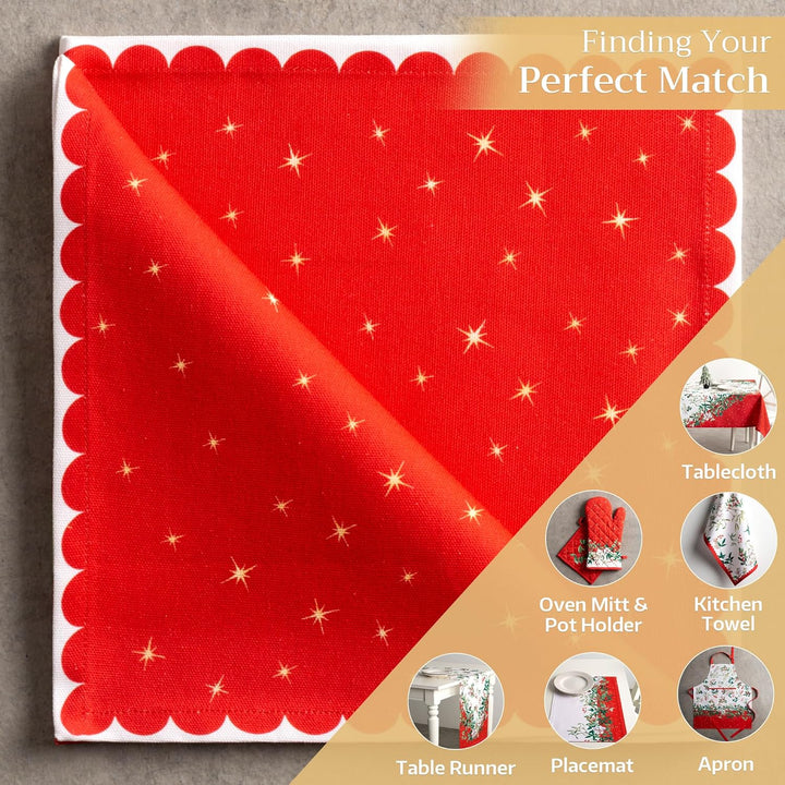 Maison d' Hermine Stoffservietten 4er Set aus 100% Baumwolle Wiederverwendbare Stoffservietten Weihn