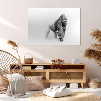 Bilder auf Leinwand 100x70cm Leinwandbild mit Rahmen Orang-Utan Tier Gross Wanddeko Bild Schlafzimme