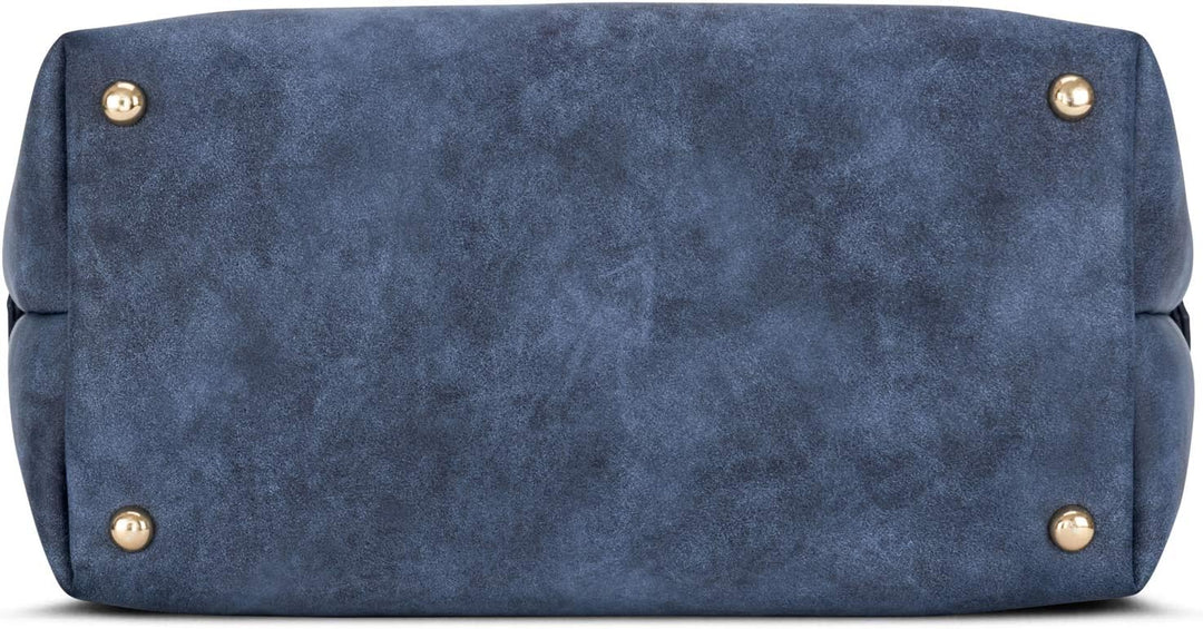Expatrié Handtasche Damen Blau SARAH Bucket Bag Umhängetasche aus veganem PU-Leder für Shopping, Bür