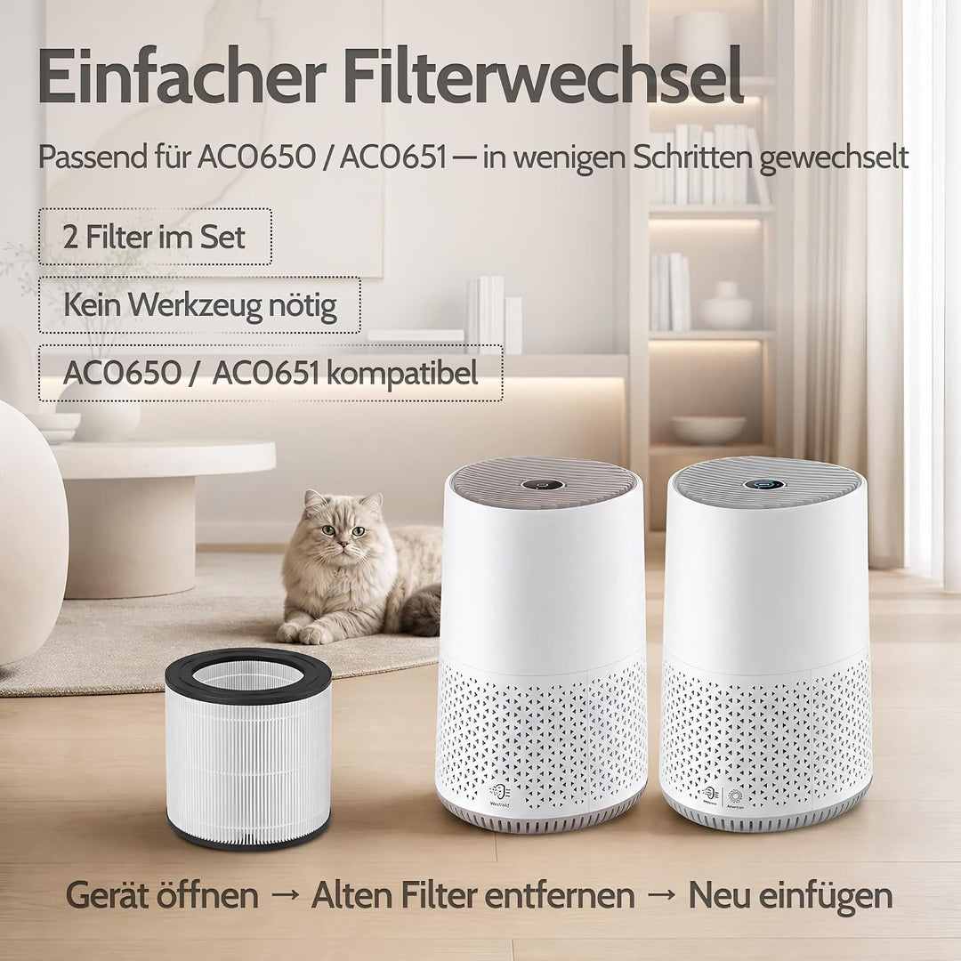 Allyson® HEPA-Ersatzfilter FY0611/30 für Philips AC0650/0651, 600 Series | Geruchsneutral, schadstof